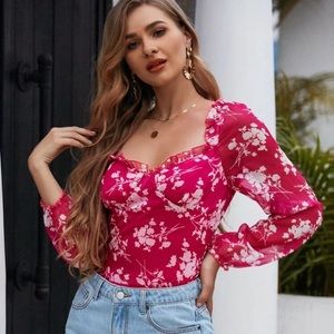 Pink Floral Bodysuit